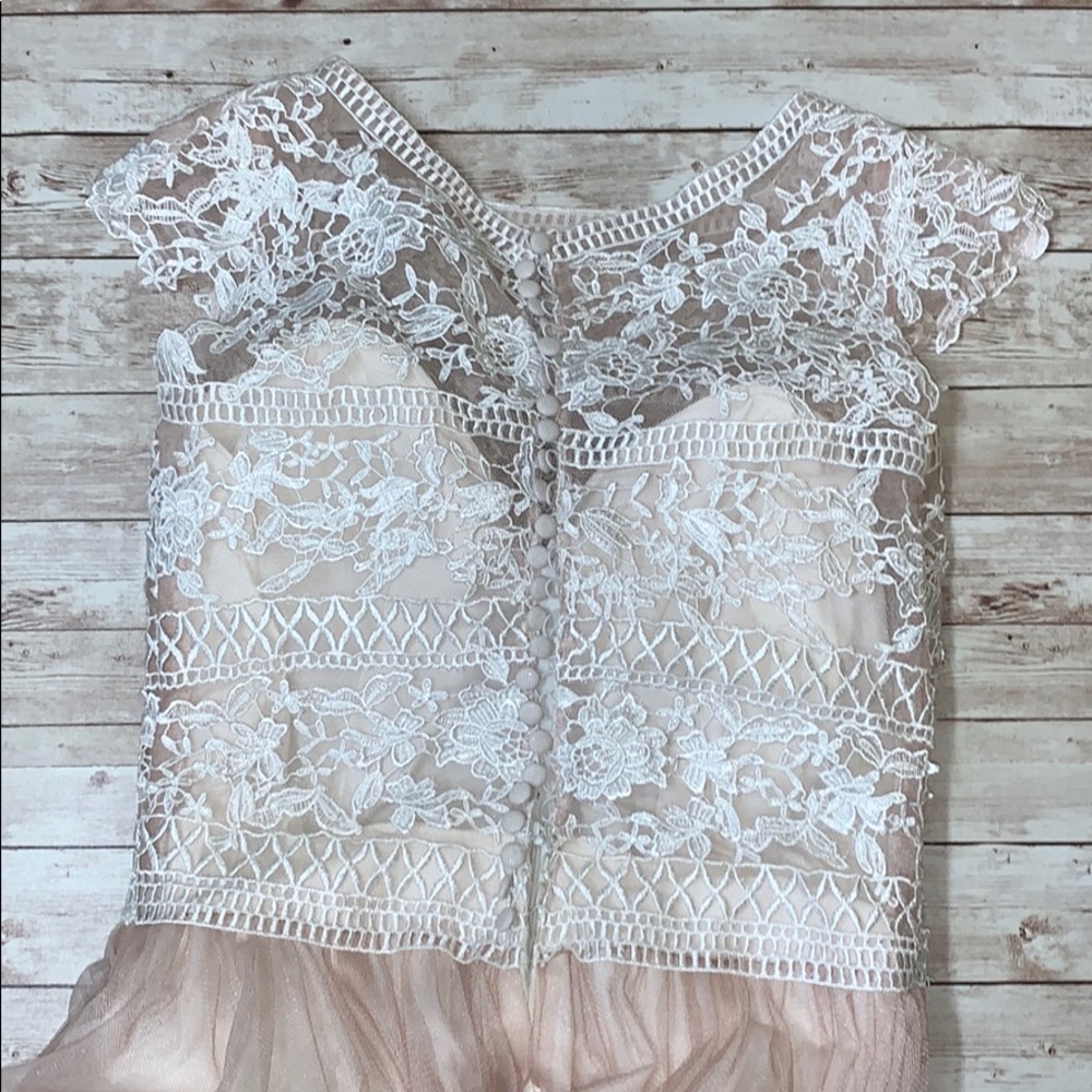 Mary’s Bridal Champagne Lace Sheer Wedding Dress - Picture 13 of 15